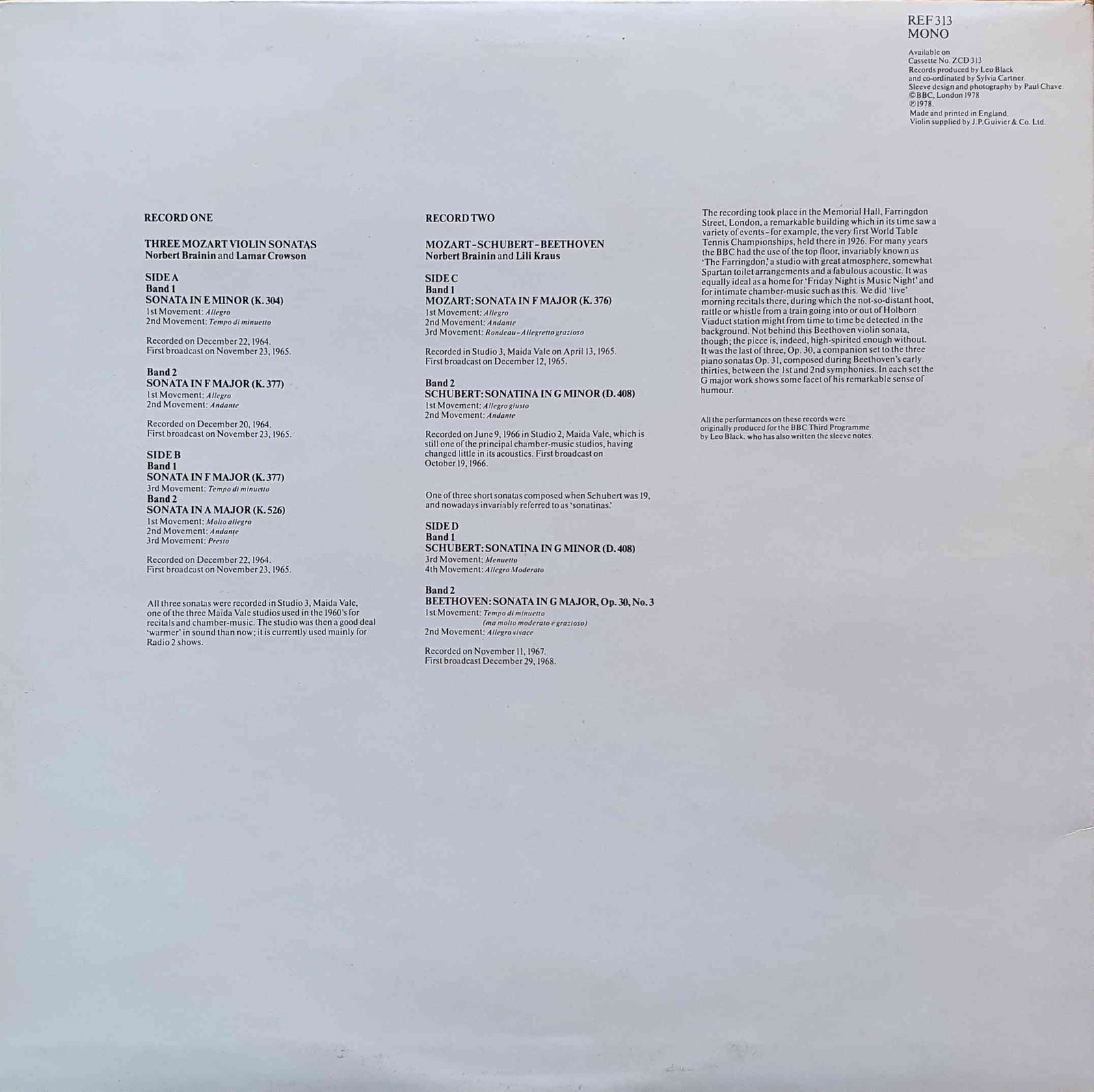 Back cover of REF 313